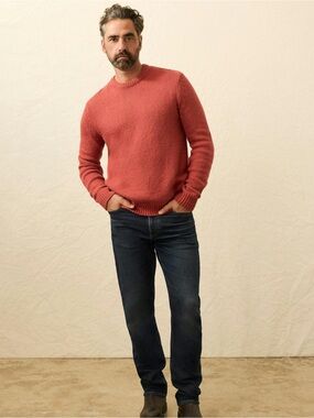 NWT Faherty Heirloom Crewneck Sweater Eclipse Red Cotton Blend Men’s Sz M